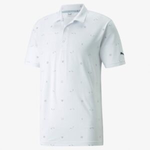 Cloudspun H8 Golf Polo - Bright White - Navy Blazer