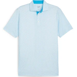 Mattr Anchors Polo - White Glow-Aqua Blue