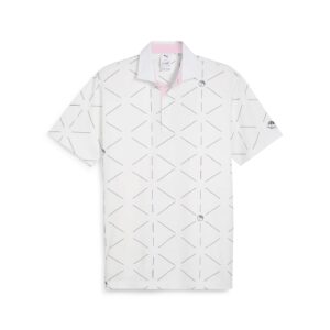 AP Geo Polo - White Glow - Deep Navy
