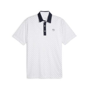 Pure Geo Polo - White Glow - Deep Navy