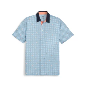 Pique Gingham Polo - White Glow - Zen Blue