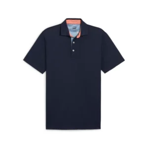 Pique Gingham Solid Polo - Deep Navy