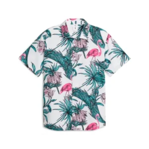 Puma x PTC Print Button Down - White Glow - Charming Pink