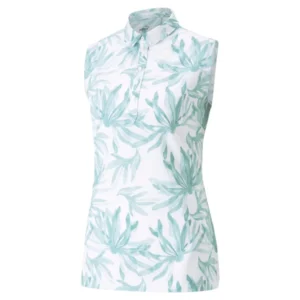 W Versadry Palm SL Polo - Bright White - Adriatic