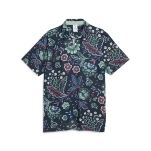 PUMA x Liberty Paisley Golf Polo - Navy Blazer - Green Fog