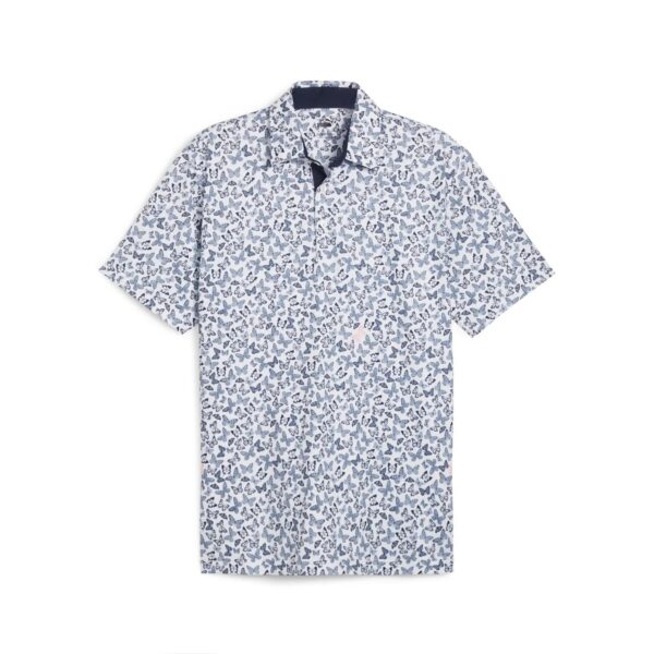 Cloudspun Butterflies Polo - White Glow - Deep Navy