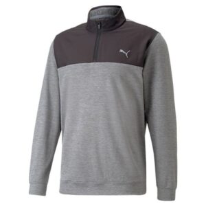 Cloudspun Colorblock ¼ Zip - Puma Black Heather-QUIET SHADE Heather